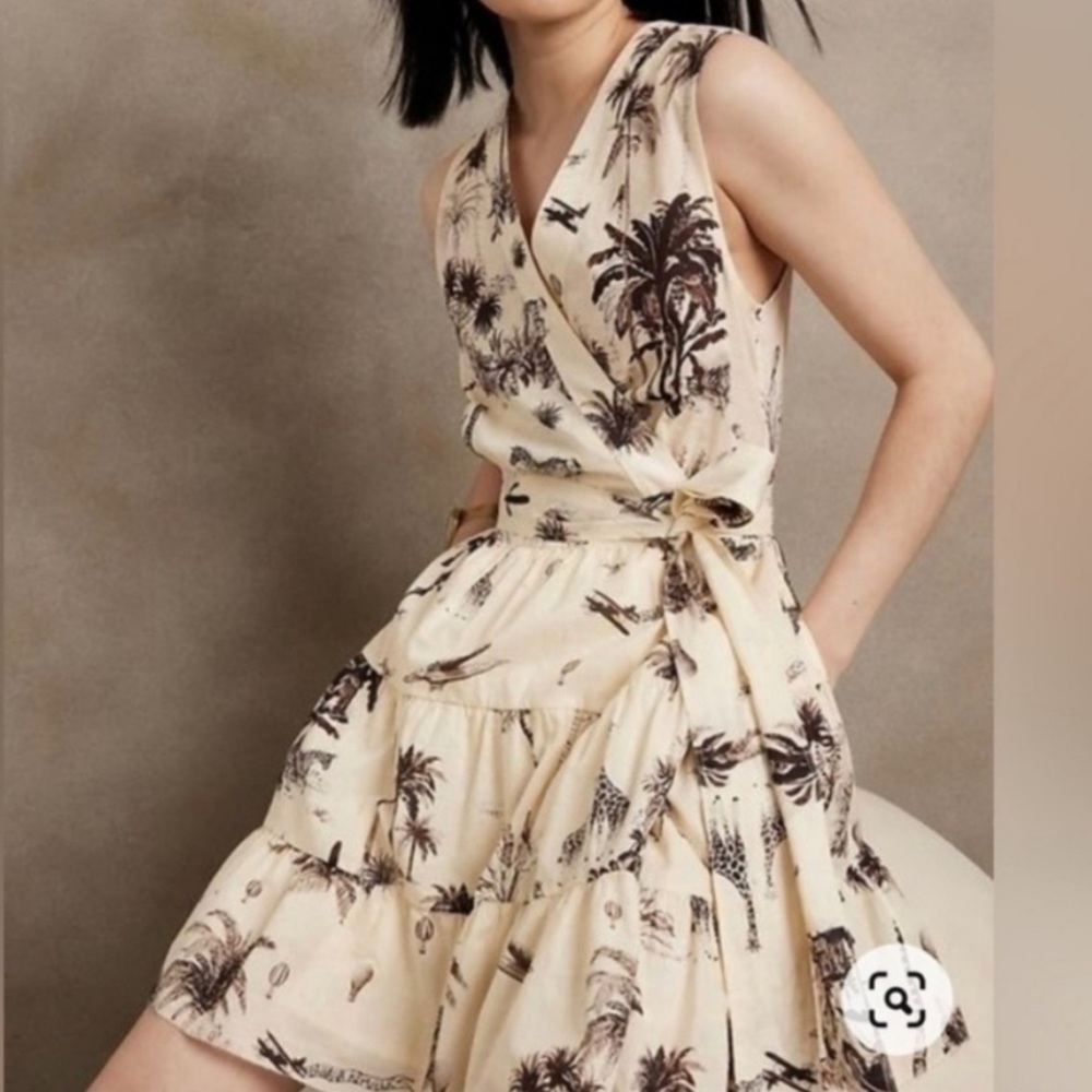 Tropical Print Sleeveless Dress